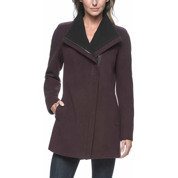Andrew Marc Women's Asymmetrical Zip Wing Collar Long Coat XL - Picture 1 of 5